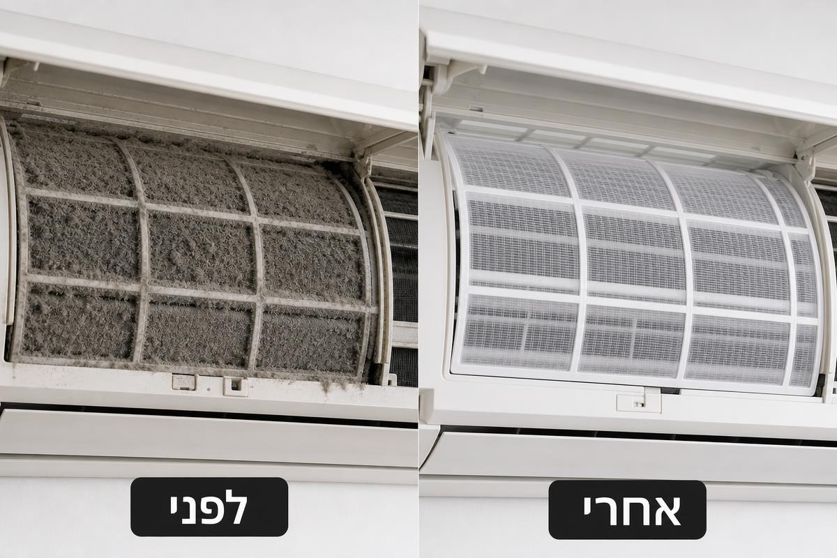 פילטר מזגן מלוכלך לעומת פילטר נקי